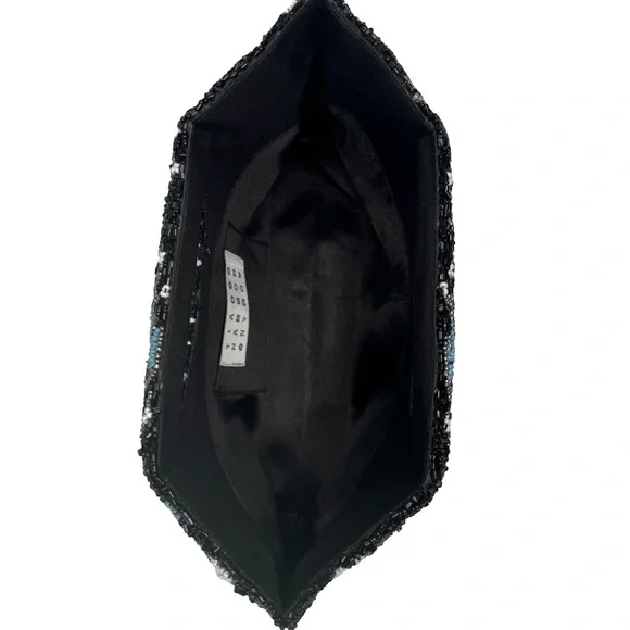 TIANA NEW YORK Beaded Clutch Bag Black with Colorful Bird and Floral Design - Picture 5 of 12